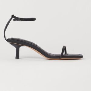 H&M Square Toe Slim Strap Black Heeled Sandel Size 8.5 or Eur 40